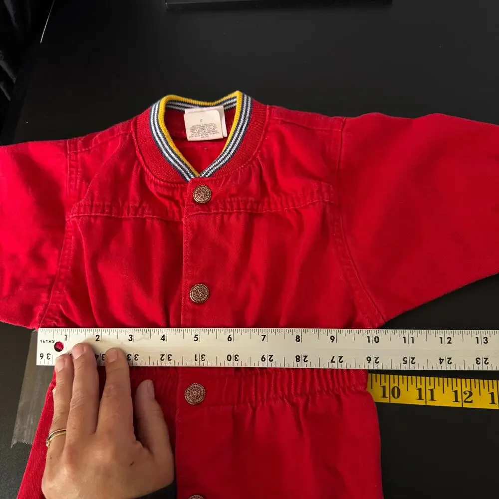 Vintage 90s Little Levis Jumpsuit 6 Months Red‎ Snap Button Boys Girls Retro 80s